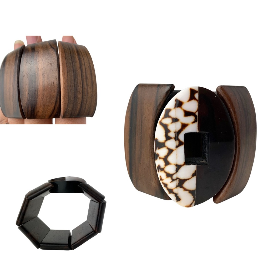 Wood & Shell Tropical Stretch Bracelet
